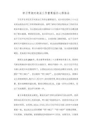 学习贯彻对政法工作重要指示心得体会.docx
