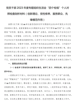 党员干部创新理论、党性修养、服务群众、先锋模范作用方面存在的问题及不足整改措施.docx