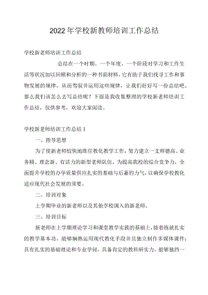 2022年学校新教师培训工作总结.docx
