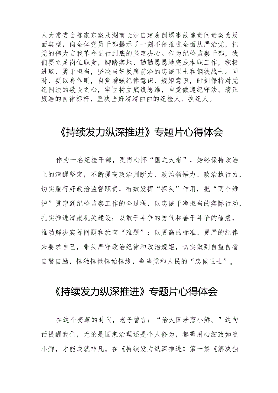 十四篇电视专题片《持续发力纵深推进》观后感.docx_第2页