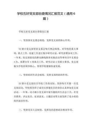 学校五好党支部自查情况汇报范文(通用6篇).docx
