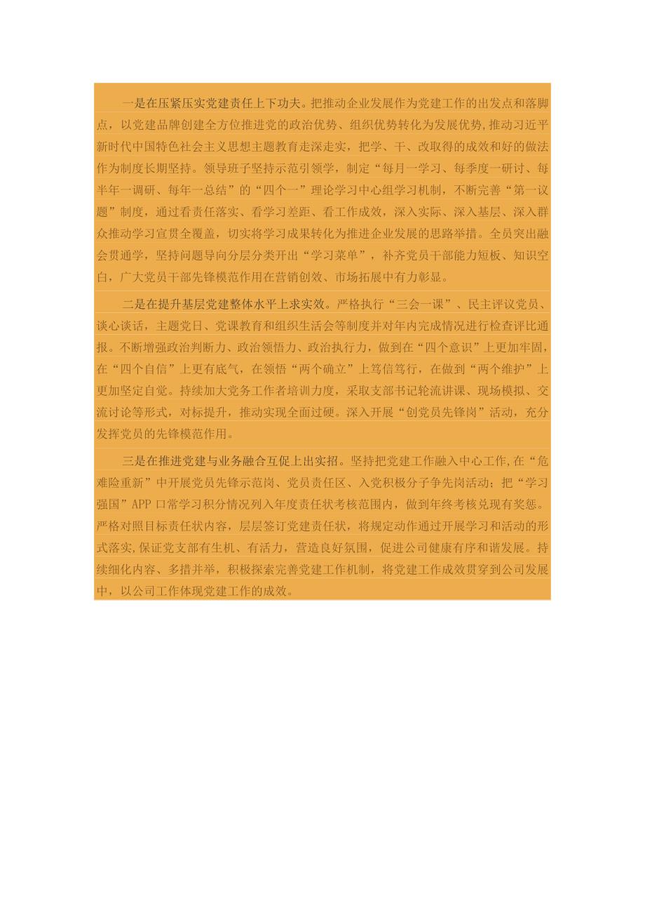 公司党支部书记2023年抓基层党建工作述职报告.docx_第3页