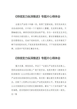 十四篇观看电视专题片《持续发力纵深推进》心得体会.docx