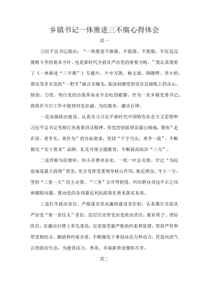乡镇书记一体推进三不腐心得体会.docx