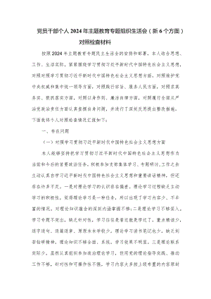 党员干部个人2024年主题教育专题组织生活会（新6个方面）对照检查材料.docx