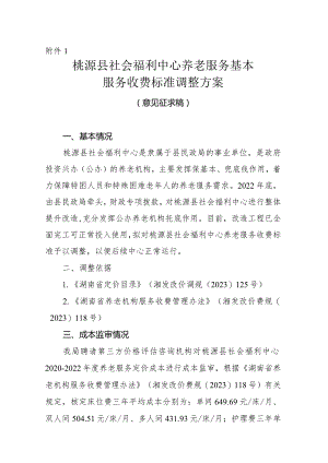 桃源县社会福利中心养老服务基本服务收费标准调整方案.docx