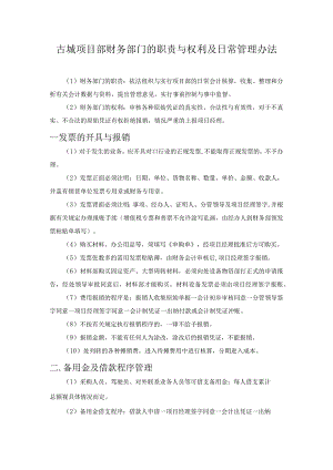 古城项目部财务部门的职责与权利及日常管理办法.docx