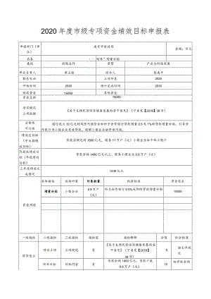 2020年度市级专项资金绩效目标申报表.docx