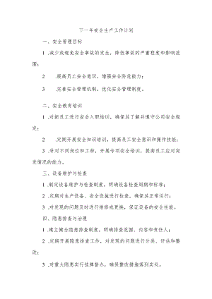 下一年安全生产工作计划.docx