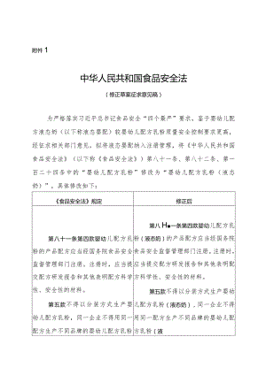 《中华人民共和国食品安全法》（2024修正草案征求意见稿）.docx