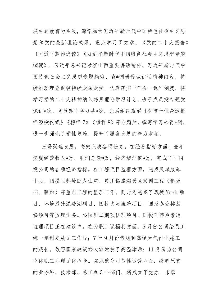 公司党支部书记2023年抓基层党建工作述职报告.docx_第2页