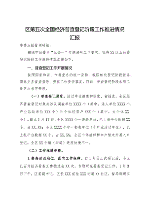 区第五次全国经济普查登记阶段工作推进情况汇报.docx