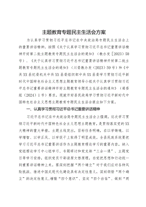 主题教育专题民主生活会方案.docx