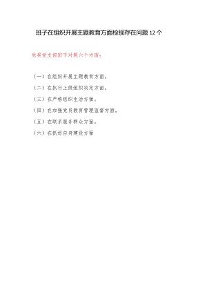 党支部班子在组织开展教育方面检视存在问题12个.docx