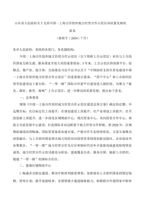 山东省人民政府关于支持中国—上海合作组织地方经贸合作示范区高质量发展的意见.docx