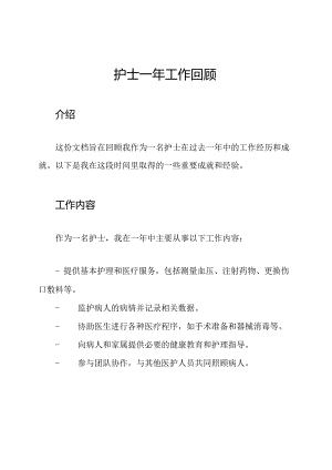 护士一年工作回顾.docx