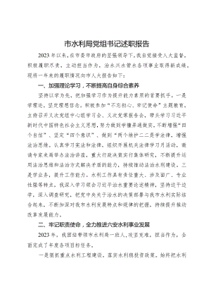 市水利局党组书记2023年述职报告.docx