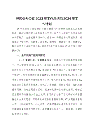 县区委办公室2023年工作总结和2024年工作计划.docx