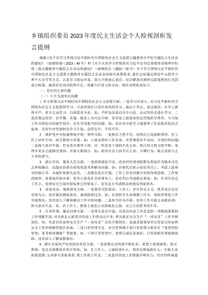 乡镇组织委员2023年度民主生活会个人检视剖析发言提纲.docx