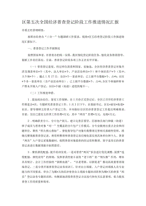 区第五次全国经济普查登记阶段工作推进情况汇报.docx