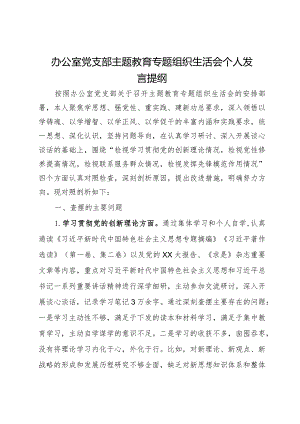 办公室党支部主题教育专题组织生活会个人发言提纲.docx