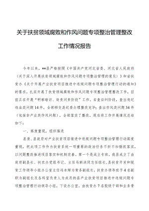 关于扶贫领域腐败和作风问题治理整改工作情况报告.docx