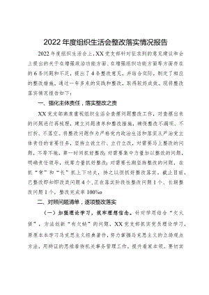 2022年度组织生活会整改落实情况报告.docx