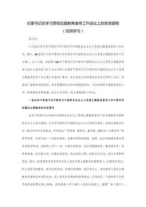 纪委书记在学习贯彻主题教育宣传工作会议上的发言提纲.docx