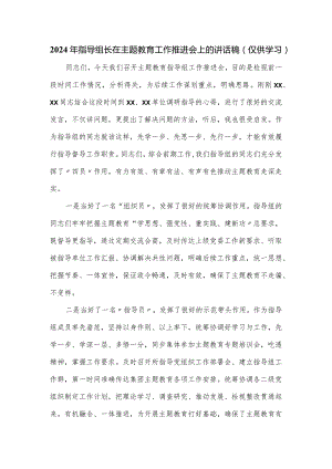 2024年指导组长在主题教育工作推进会上的讲话稿.docx