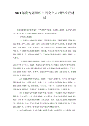 2023年度专题组织生活会个人对照检查材料.docx