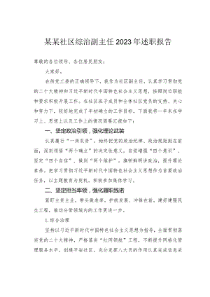 某某社区综治副主任2023年述职报告.docx