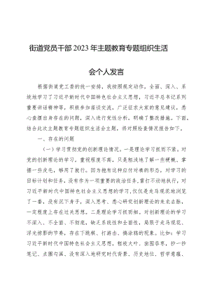 街道2023年主题教育专题组织生活会个人对照检查3500字.docx