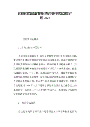 巡视巡察该如何通过查阅资料精准发现问题2023.docx