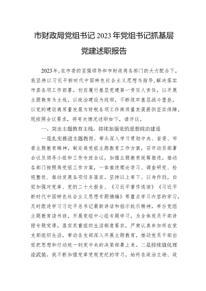市财政局党组书记2023年党组书记抓基层党建述职报告.docx