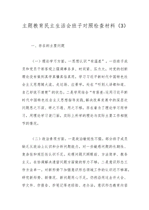 主题教育民主生活会班子对照检查材料（3）.docx