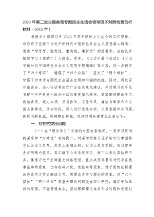 （班子）2023年第二批主题教育专题民主生活会领导班子对照检查剖析材料.docx