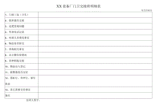 XX设备厂门卫交接班明细表（2023年）.docx
