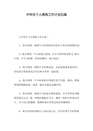 中学生个人寒假工作计划五篇.docx