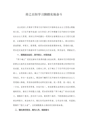 主题教育发言材料—持之以恒学习+脚踏实地奋斗.docx