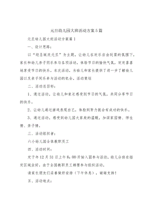 元旦幼儿园大班活动方案5篇.docx