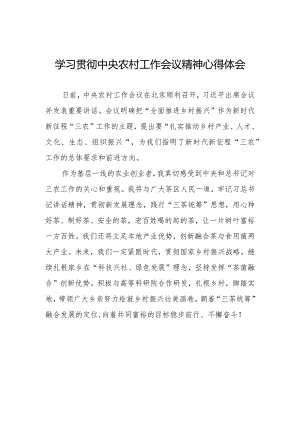 学习贯彻2023中央农村工作会议精神心得感悟.docx