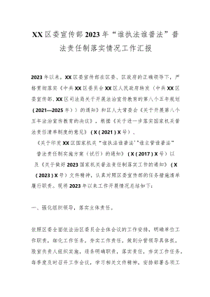 XX区委宣传部2023年“谁执法谁普法”普法责任制落实情况工作汇报.docx