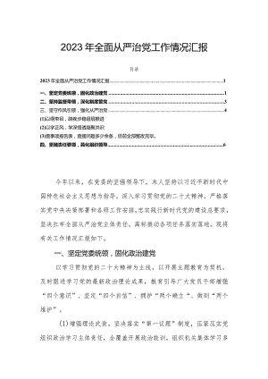 2023年全面从严治党工作情况汇报.docx
