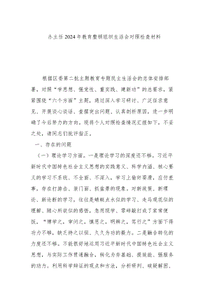 办主任2024年教育整顿组织生活会对照检查材料.docx