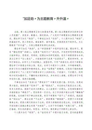心得体会：“加足劲”为主题教育“升升温”.docx