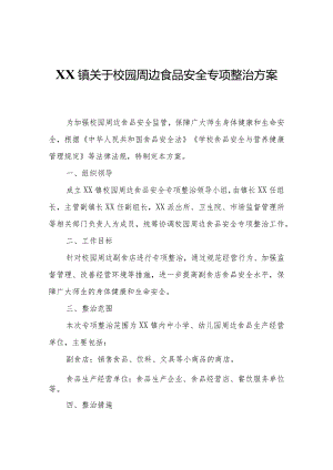 XX镇关于校园周边食品安全专项整治方案.docx