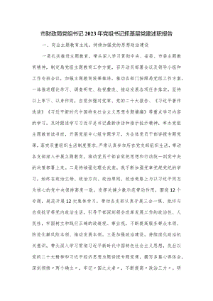 市财政局党组书记2023年党组书记抓基层党建述职报告新版.docx