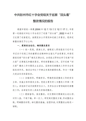 中共彭州市红十字会党组关于巡察“回头看”整改情况的报告.docx