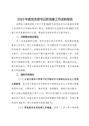 县卫生监督所党支部书记2023年抓党建工作述职报告.docx