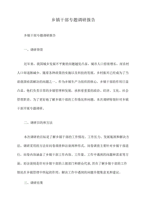 乡镇干部专题调研报告.docx
